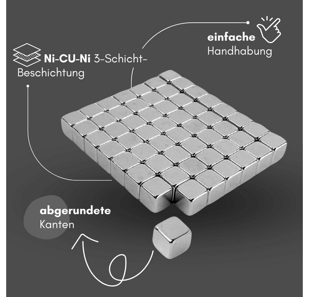 MaajeeKuto Magnet Neodym Magnet 5x5x5 mm N38 Würfelmagnet 1kg Haftkraft Stark (10-St) Bild 2