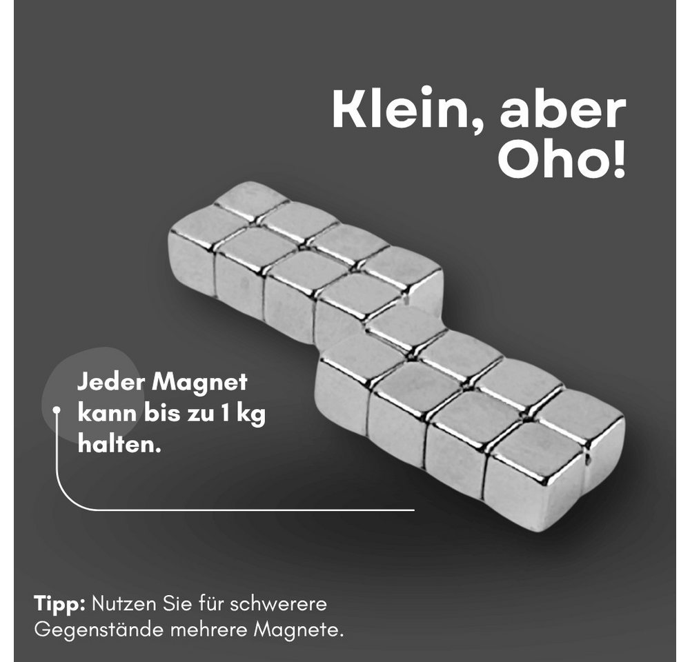 MaajeeKuto Magnet Neodym Magnet 5x5x5 mm N38 Würfelmagnet 1kg Haftkraft Stark (10-St) Bild 5