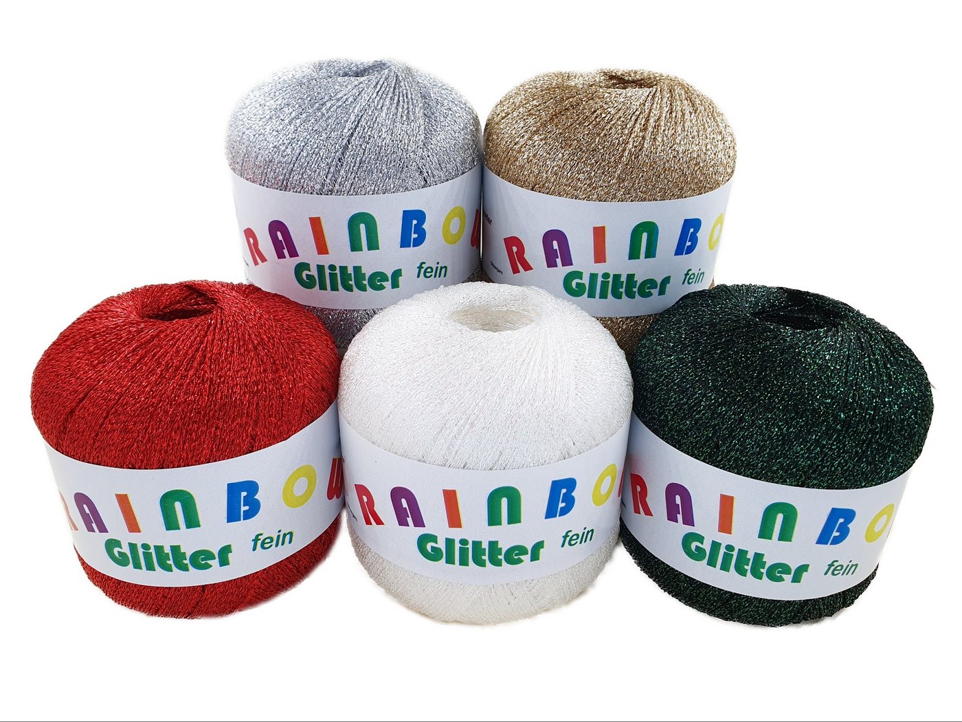 NOGA EFFEKTGARN GmbH Rainbow Glitter fein - feines Glitzer-Bändchengarn auf 25 Gramm Knäuel Effektgarn