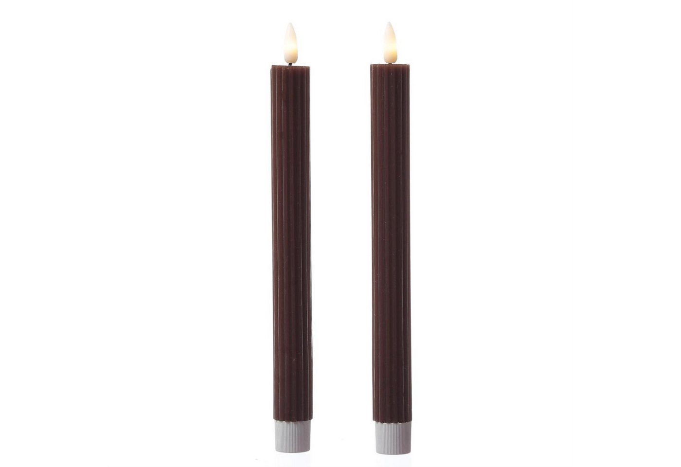 MARELIDA LED-Kerze LED Stabkerzen gerillt Tafelkerzen Dinner Spitzkerzen 25cm braun 2St., LED Classic, warmweiß (2100K bis 3000K) Bild 3