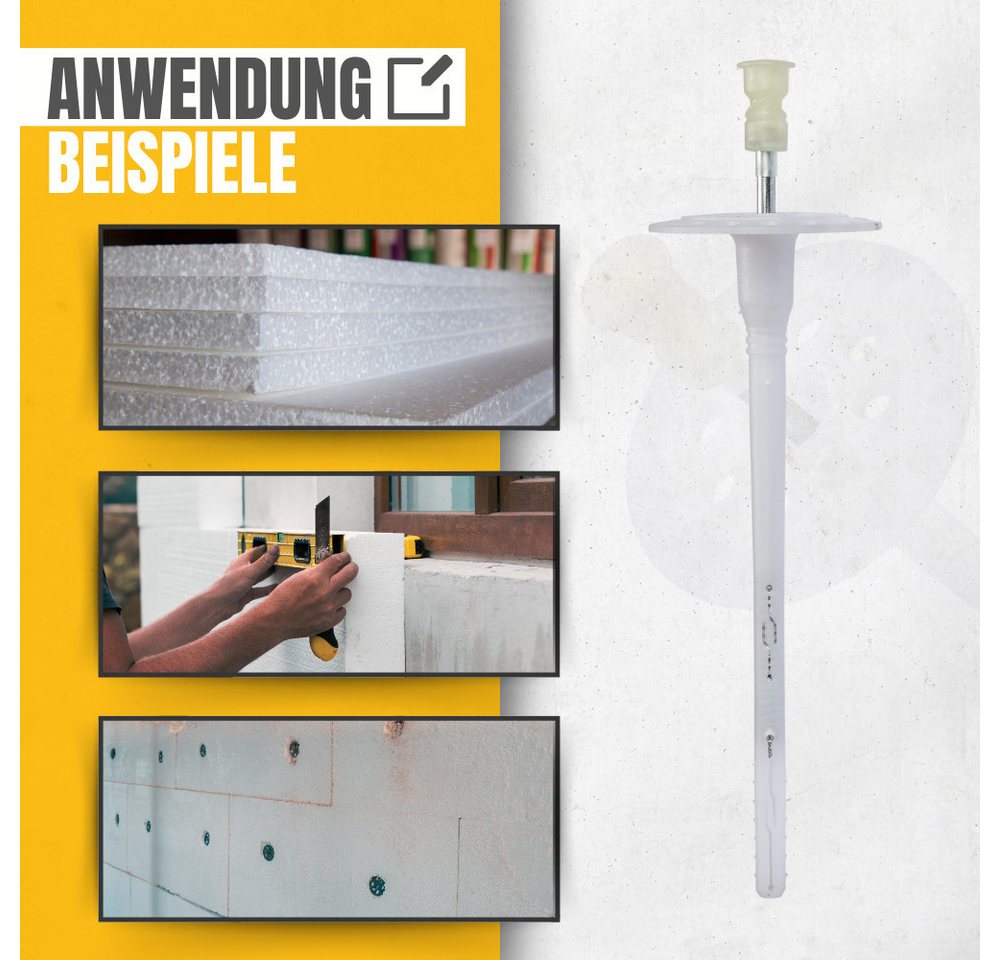 STRÜBER Schrauben- und Dübel-Set Dämmstoffdübel für WDVS - Schraubdübel mit Metalldorn und TX-Antrieb, WDVS, Dämmstoffdübel, Tellerdübel, Dübel, Schraubdübel, Metalldorn Bild 3