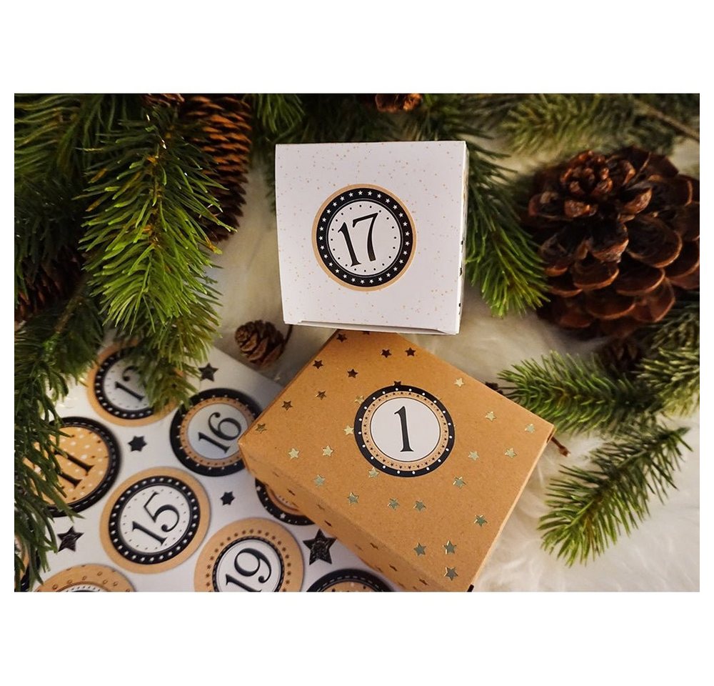 Logbuch-Verlag Aufkleber Adventskalender Zahlen Aufkleber 1 - 24 zum Basteln 4 cm schwarz weiß Bild 2