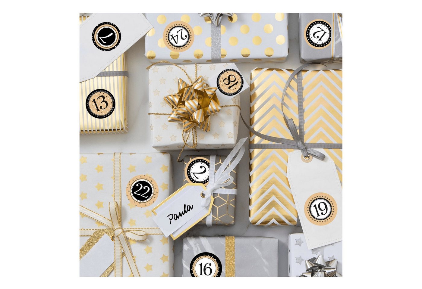 Logbuch-Verlag Aufkleber Adventskalender Zahlen Aufkleber 1 - 24 zum Basteln 4 cm schwarz weiß Bild 3