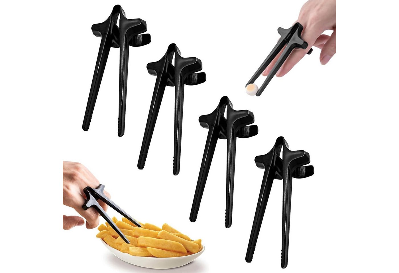 FELIXLEO Servierzange Fingerstäbchen Gamer 4 Stück Snack Zange Chips Greifer Set
