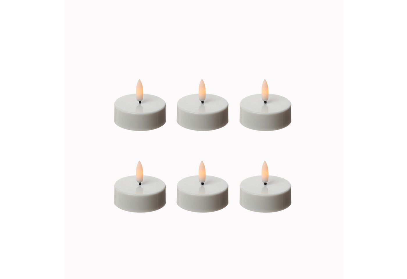 Adilina LED-Teelicht LED Maxi Teelichter Kunststoff 3D Flamme Timer D: 5,8cm weiß 6er Set, LED Classic, warmweiß (2100K bis 3000K) Bild 2