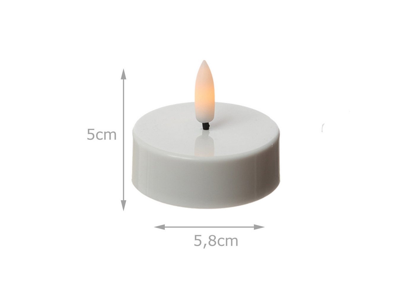 Adilina LED-Teelicht LED Maxi Teelichter Kunststoff 3D Flamme Timer D: 5,8cm weiß 6er Set, LED Classic, warmweiß (2100K bis 3000K) Bild 5
