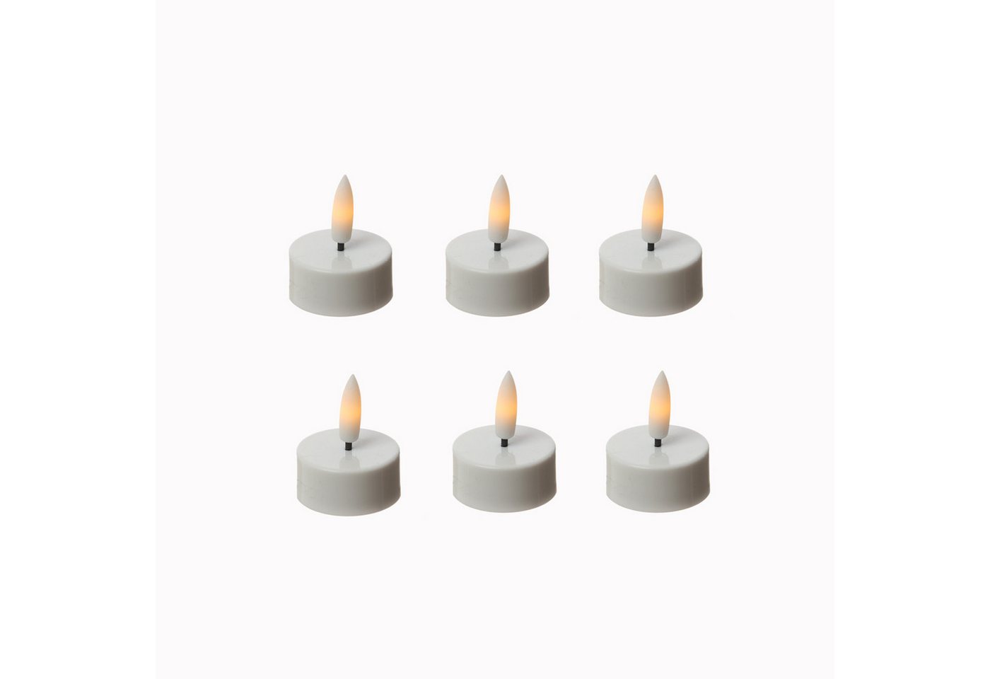 Adilina LED-Teelicht LED Teelichter mit Batterien Timer flackernd D: 3,8cm weiß 6er Set, LED Classic, warmweiß (2100K bis 3000K) Bild 3
