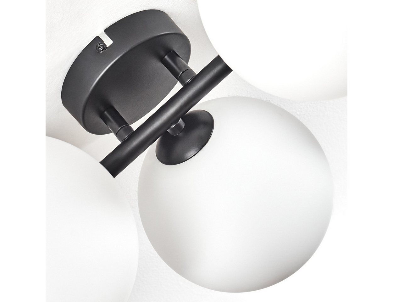 hofstein Deckenleuchte Deckenlampe aus Metall/Milchglas in Schwarz/Weiß, Deckenleuchte im modernen Vintage-Design (Schirme Ø 15 cm), 5 x G9 Bild 3