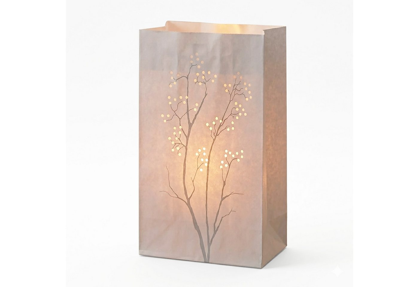 Spetebo Papierdekoration Lichtertüten Set inklusive 16 Teelichter mit 10 Stunden Brenndauer, Papierlaternen mit Strauch-Motiv Deko für Garten, Balkon oder Hochzeit