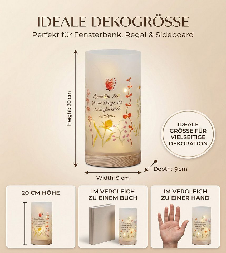 formano LED Dekolicht LED Deko Licht Glas 2er Set Leuchtdeko Zylinder mit Spruch & Timer, LED fest integriert Bild 4