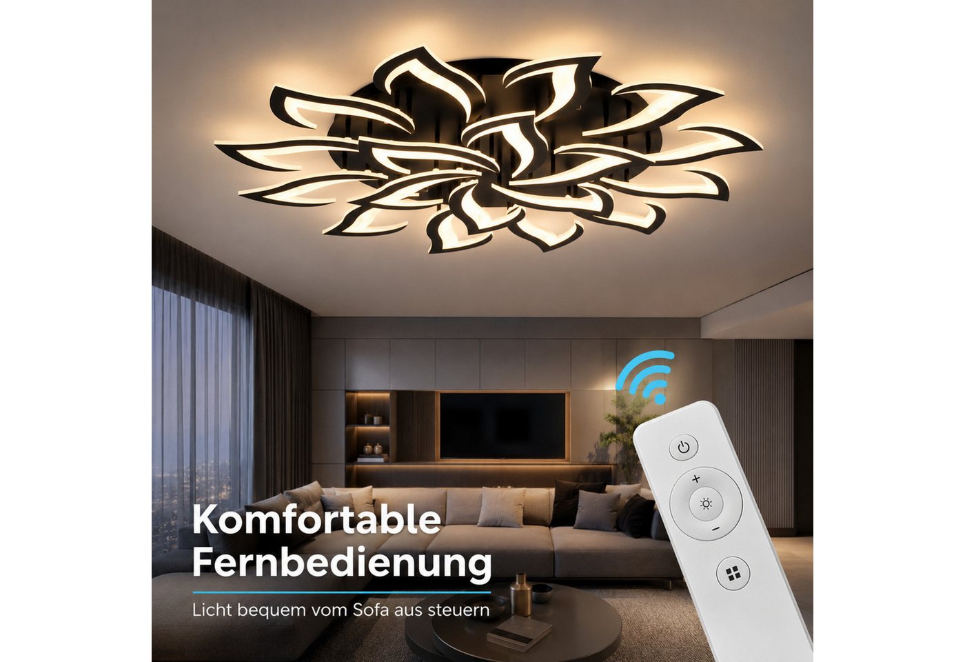 Riserva LED Deckenleuchte LED Deckenleuchte 120W Schwarz, dimmbar, 3000K–6500K, Fernbedienung Bild 2
