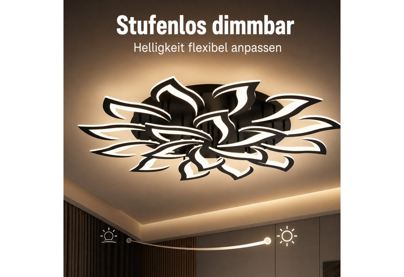 Riserva LED Deckenleuchte LED Deckenleuchte 120W Schwarz, dimmbar, 3000K–6500K, Fernbedienung Bild 3