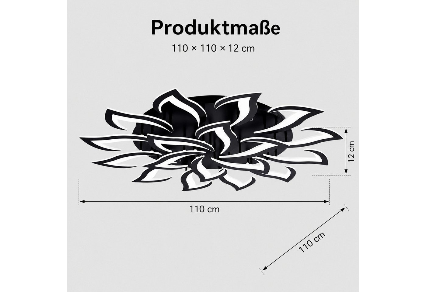 Riserva LED Deckenleuchte LED Deckenleuchte 120W Schwarz, dimmbar, 3000K–6500K, Fernbedienung Bild 4
