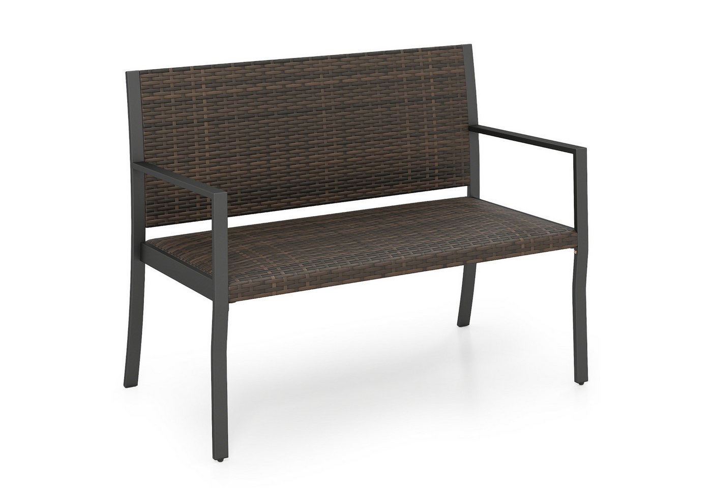 COSTWAY Gartenbank, wetterfest, Polyrattan Sitzbank mit gepolsterter Sitz 360kg