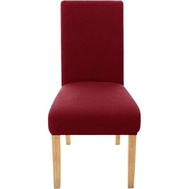 Günstige waschbare Stretch-Jacquard-Stuhlhusse für Hochzeiten, Esszimmer, Innenbereich, Rot
