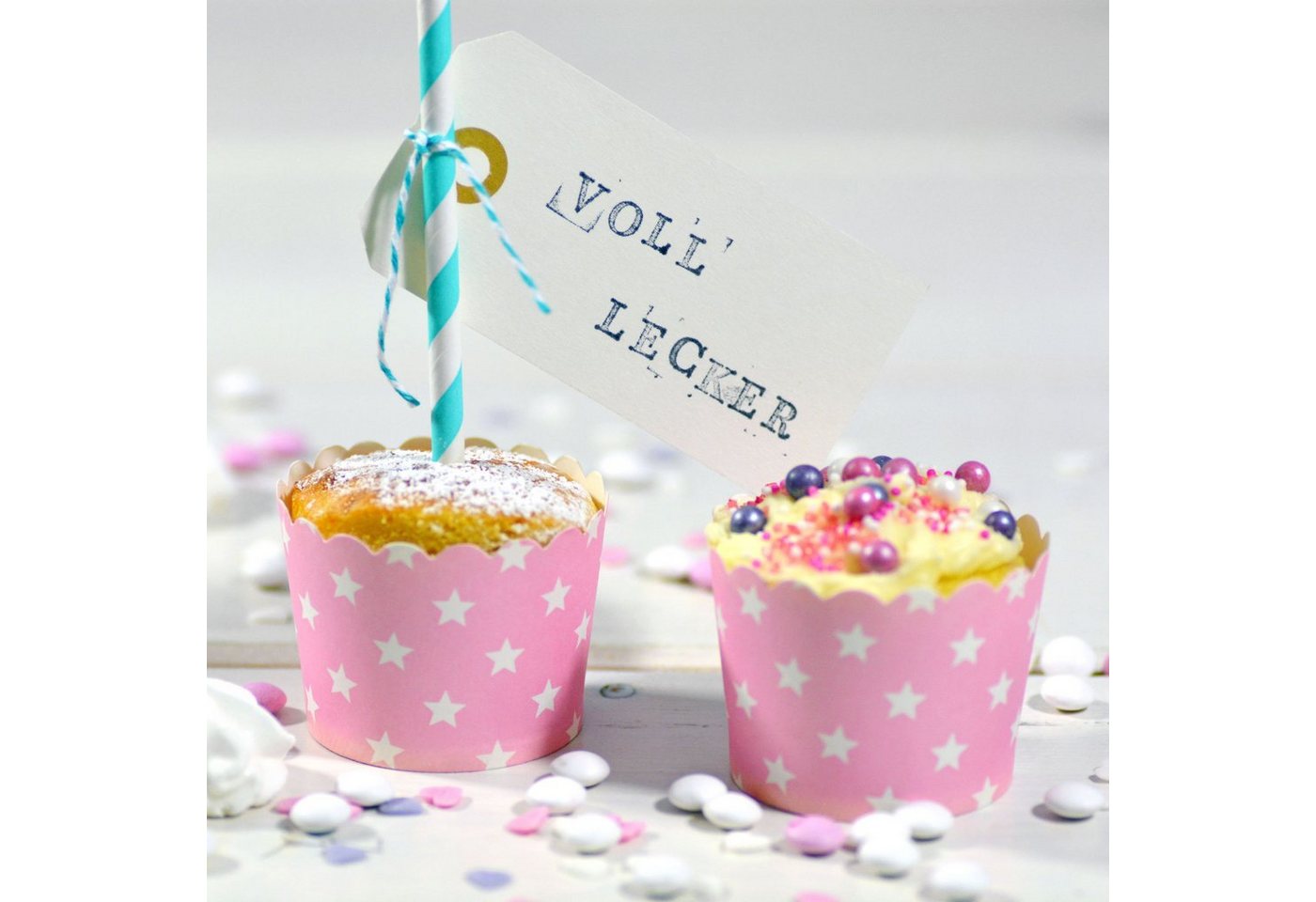 Frau WUNDERVoll Muffinform 50 Muffin Backformen rosa, weisse Sterne Durchmesser 5cm, Höhe 4,5cm, (50-tlg) Bild 4