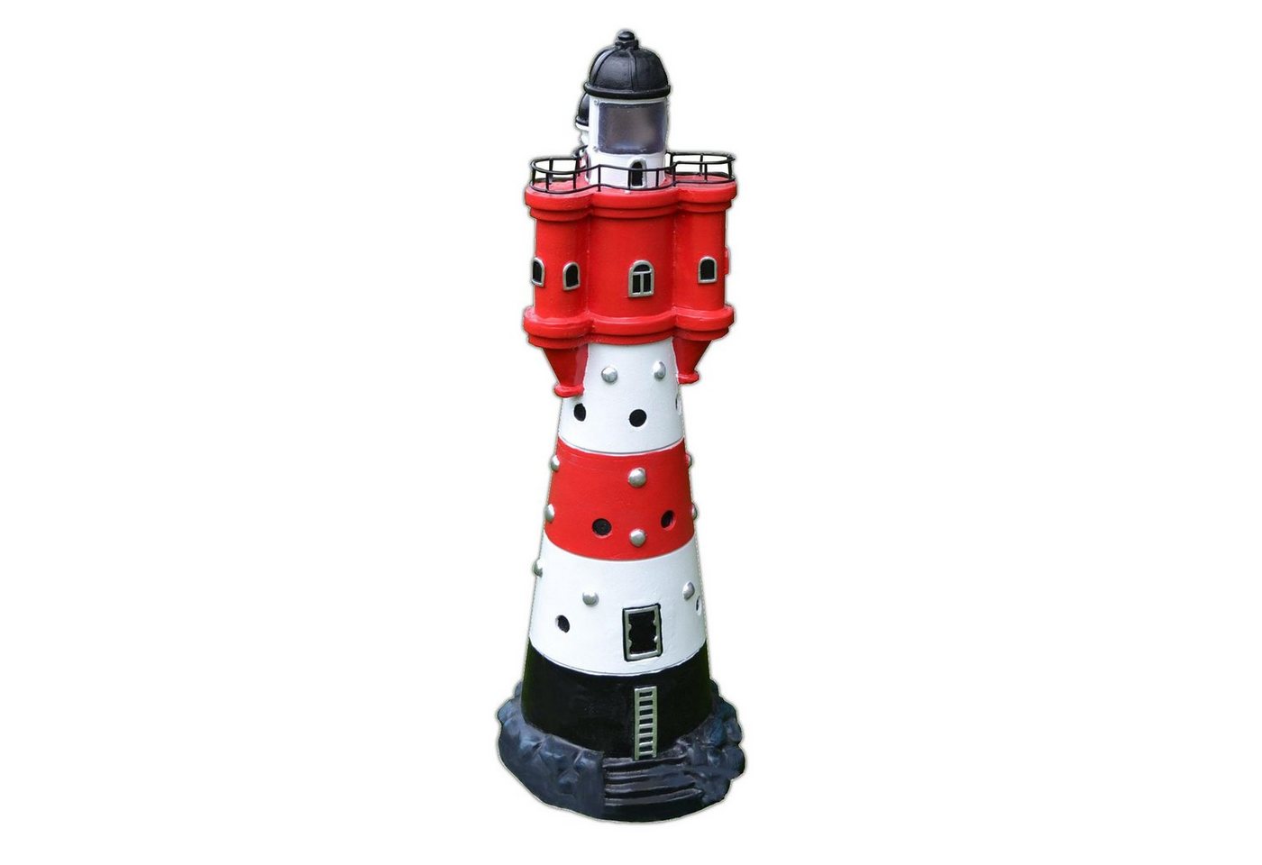 HAC24 LED Solarleuchte XL Solar Leuchtturm Rot Weiß Solarbeleuchtung Gartendekoration, LED fest integriert, 50 cm