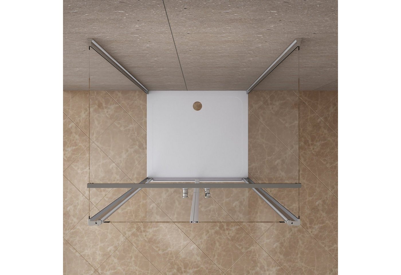 AQUABATOS Eckdusche Duschkabine Eckeinstieg U Kabine Eckdusche Pendeltür Schwingtür, BxT: 85x75 cm, 6 mm Einscheibensicherheitsglas mit Nanobeschichtung, barrierefrei einbaubar,Hebe-Senk-Mechanismus,Sicherheitsglas