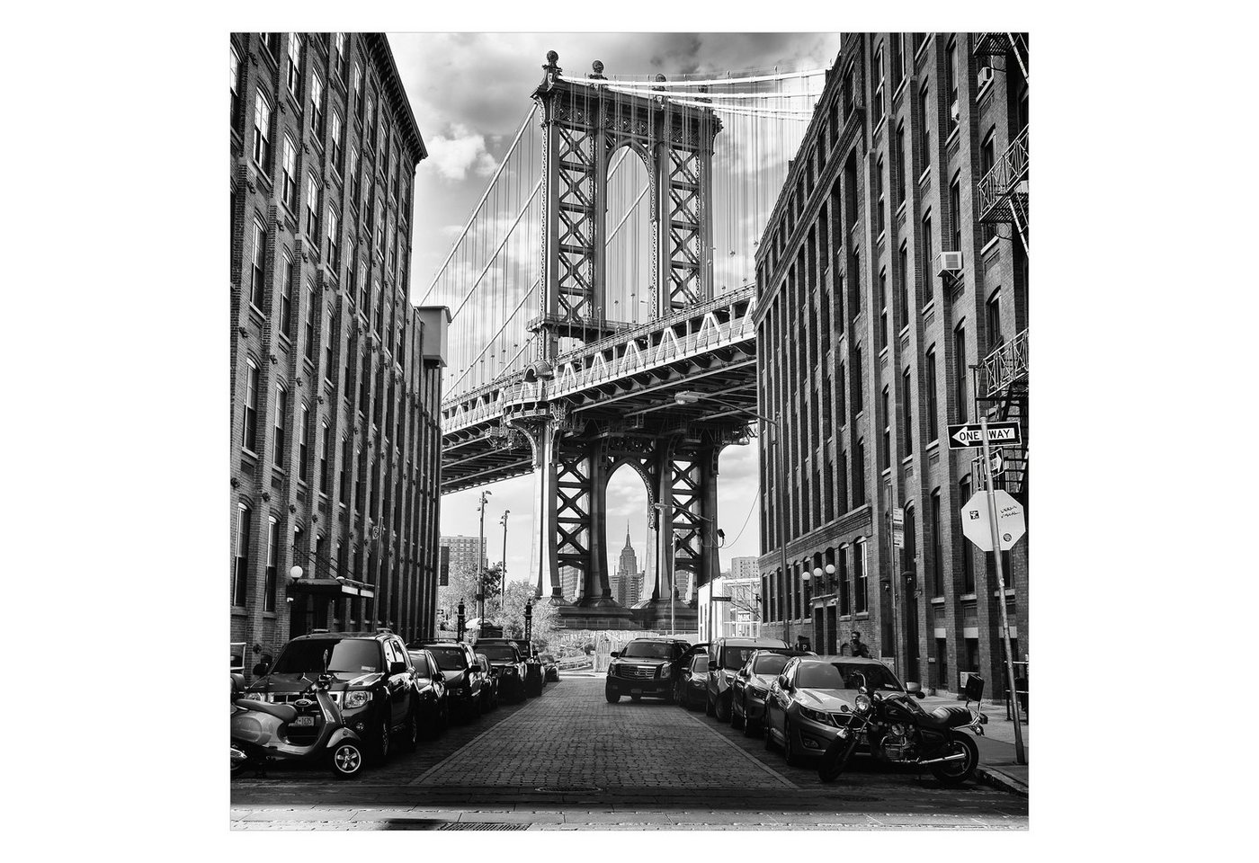 Bilderdepot24 Fototapete New York Manhattan Bridge Amerika Stadt Skyline Industrial Wanddeko, Glatt, Matt, (Vliestapete inkl. Kleister oder selbstklebend), Wohnzimmer Schlafzimmer Küche Flur Motivtapete Vliestapete Wandtapete Bild 3