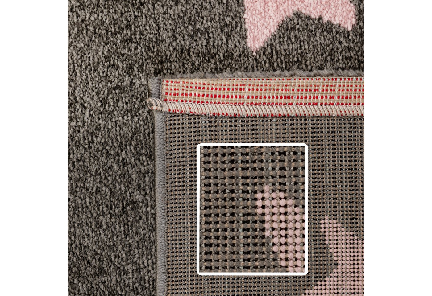 Carpettex Kinderteppich Sterne-Design, L äufer, Höhe: 11 mm, Kinderteppich Stern-Design Rosa Baby Teppich Kinderzimmer Pflegeleicht Bild 3