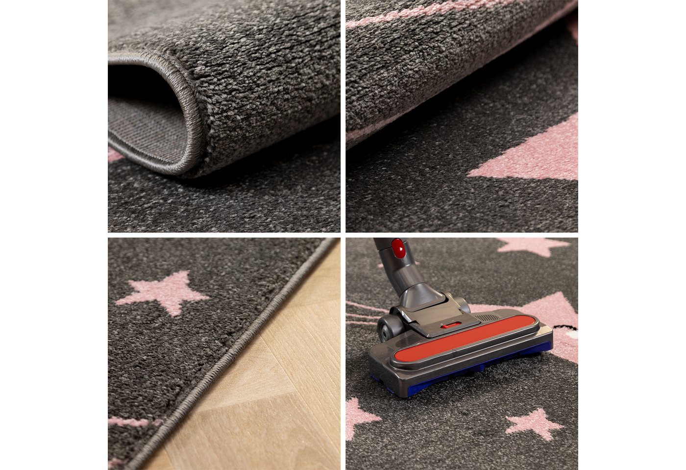 Carpettex Kinderteppich Sterne-Design, Läufer, Höhe: 11 mm, Kinderteppich Stern-Design Rosa Baby Teppich Kinderzimmer Pflegeleicht Bild 4