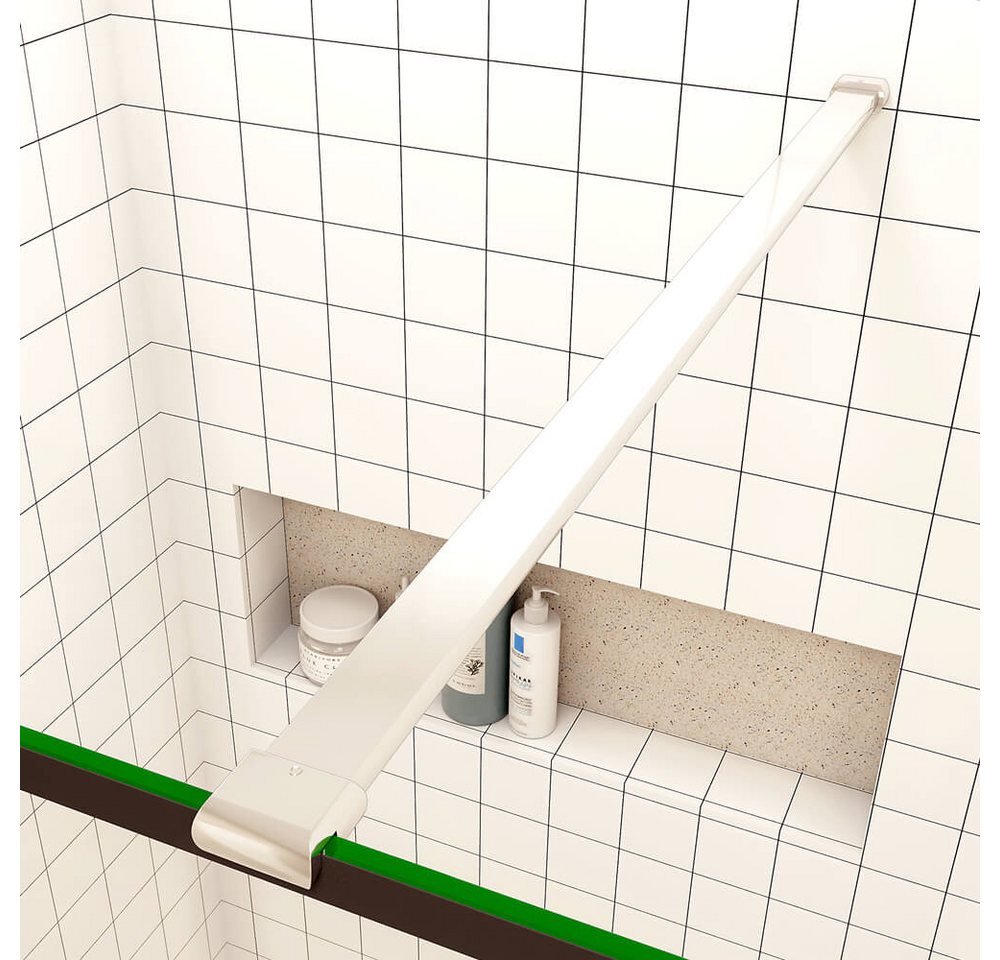 duschspa Duschwand Walk in Dusche 190cm ESG Glaswand mit Milchstreifen Trennwand, Einscheibensicherheitsglas, Sicherheitsglas, (Set), Nano Glas