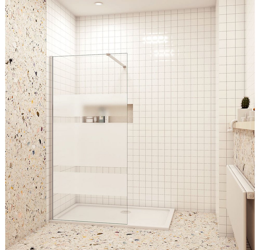 duschspa Duschwand Walk in Dusche 190cm ESG Glaswand mit Milchstreifen Trennwand, Einscheibensicherheitsglas, Sicherheitsglas, (Set), Nano Glas Bild 3