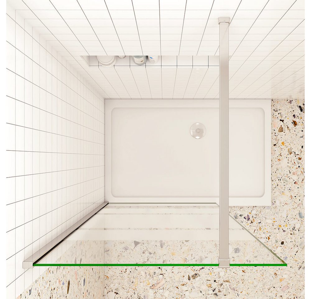 duschspa Duschwand Walk in Dusche 190cm ESG Glaswand mit Milchstreifen Trennwand, Einscheibensicherheitsglas, Sicherheitsglas, (Set), Nano Glas Bild 4