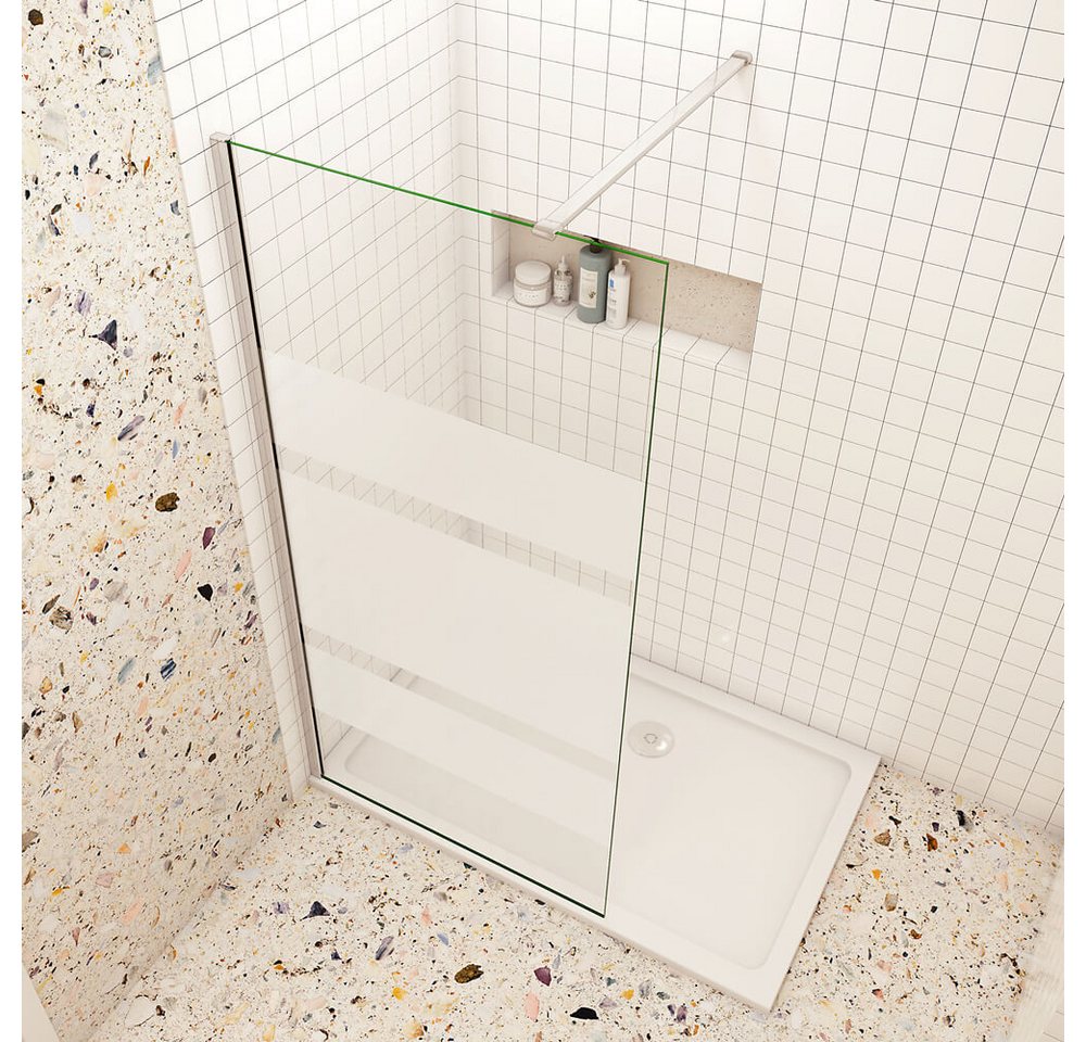 duschspa Duschwand Walk in Dusche 190cm ESG Glaswand mit Milchstreifen Trennwand, Einscheibensicherheitsglas, Sicherheitsglas, (Set), Nano Glas Bild 5