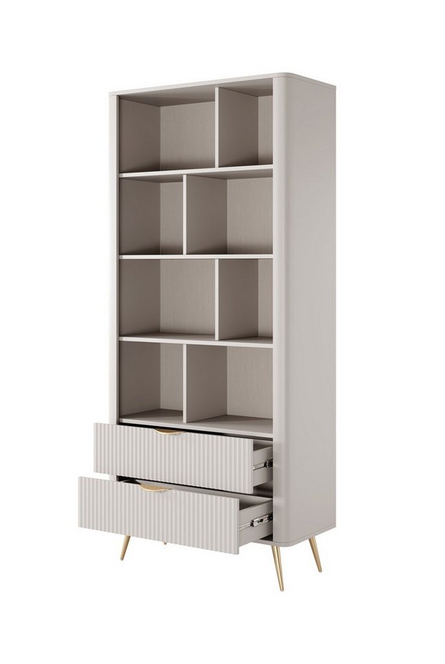 Compleo Bücherregal mit 2 Schubladen auf hohen Beinen BELLO, Glamour-Stil Bild 2