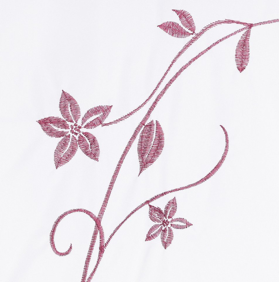 Joyswahl Raffrollo mit Blumenmotiv, Fensterrollo wählbar in Rot & Grau, mit Stangendurchzug, Voile Raffgardinen mit Blumen-Stickerei Tunnelzug, Küche Bild 2