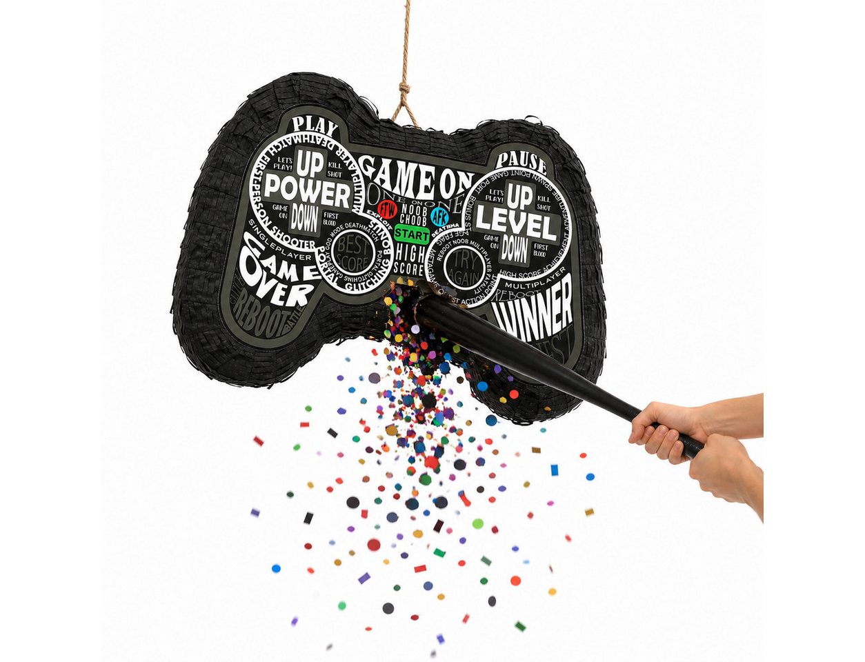 Funny Fashion Pinata Pinata 'Game Controller' Schwarz, 28.8x7.5x42.8cm Bild 3