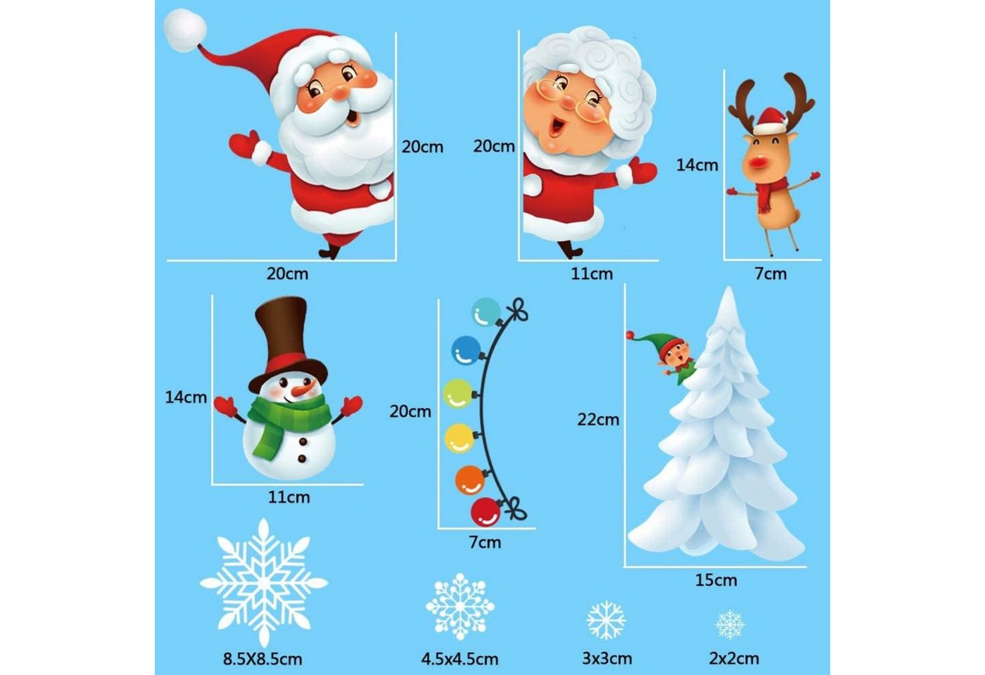 LA CUTE Fenstersticker 313tlg Fensterbilder Weihnachten Schneeflocken Sticker Set, Matt, 313tlg Weihnachts Fensterbilder wiederverwendbar PVC Set Bild 3