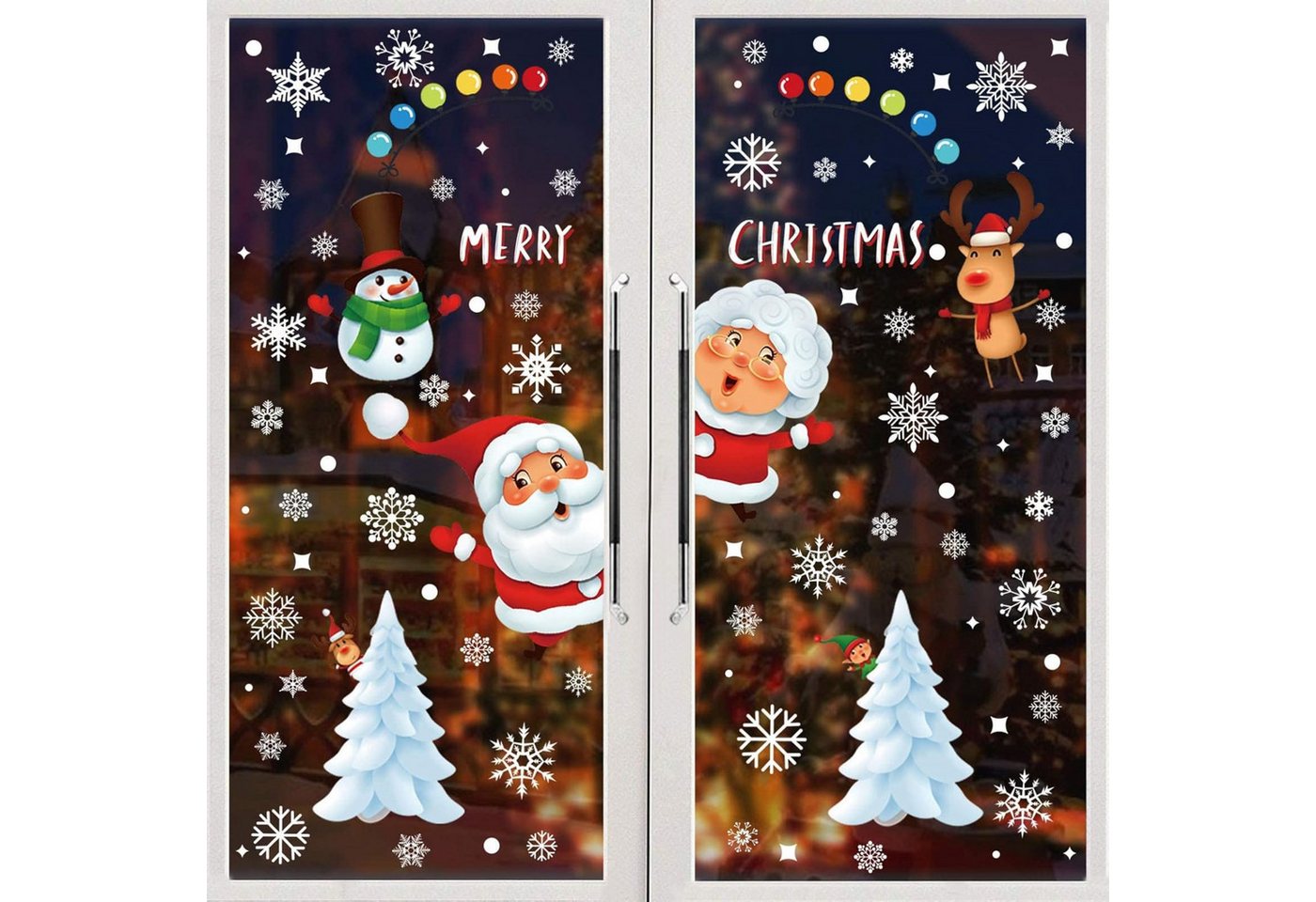 LA CUTE Fenstersticker 313tlg Fensterbilder Weihnachten Schneeflocken Sticker Set, Matt, 313tlg Weihnachts Fensterbilder wiederverwendbar PVC Set Bild 4