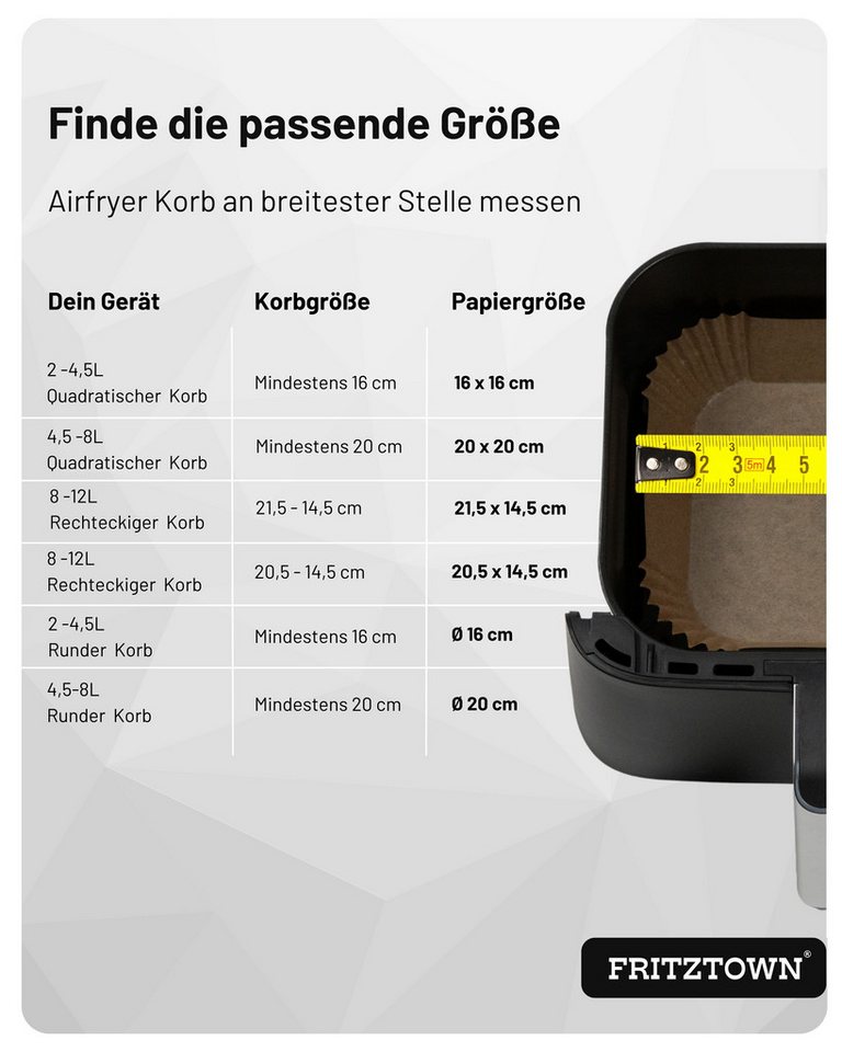 FRITZTOWN Backpapier Air fryer Backpapier, Backpapier für die Heißluftfritteuse, Air fryer Heißluftfritteuse Backpapier Einwegschalen Bild 3