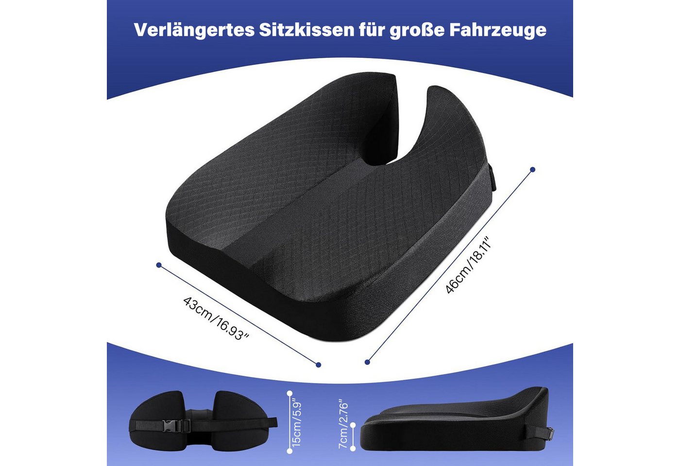 MOPUEA Sitzkissen Auto Memory Schaum Autositzkissen Orthopädisches Sitzkissen, Ergonomisch Steißbein Entlastung Druckfrei Atmungsaktiv Für Bürostuhl Bild 3