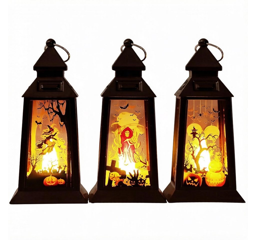 Bomiclss LED Laterne 3 Stück Halloween Deko Kürbis Laterne, Halloween Herbstdeko