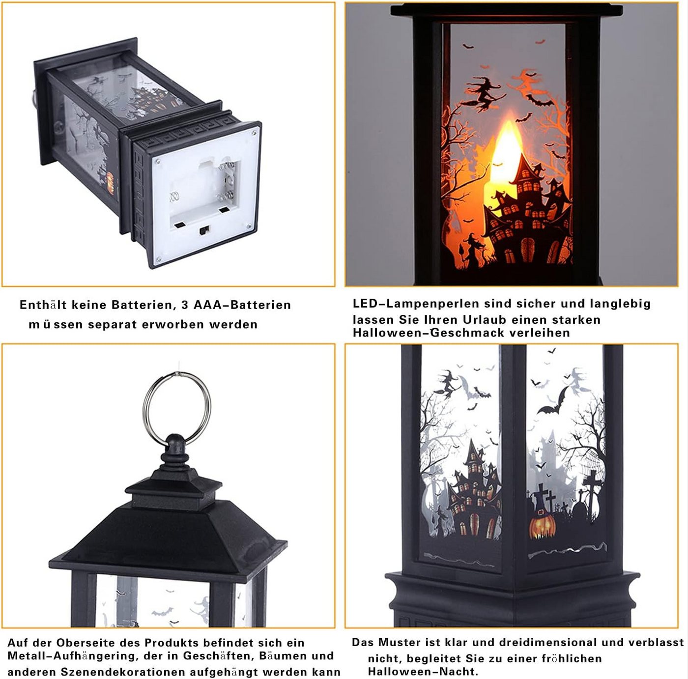 Bomiclss LED Laterne 3 Stück Halloween Deko Kürbis Laterne, Halloween Herbstdeko Bild 2