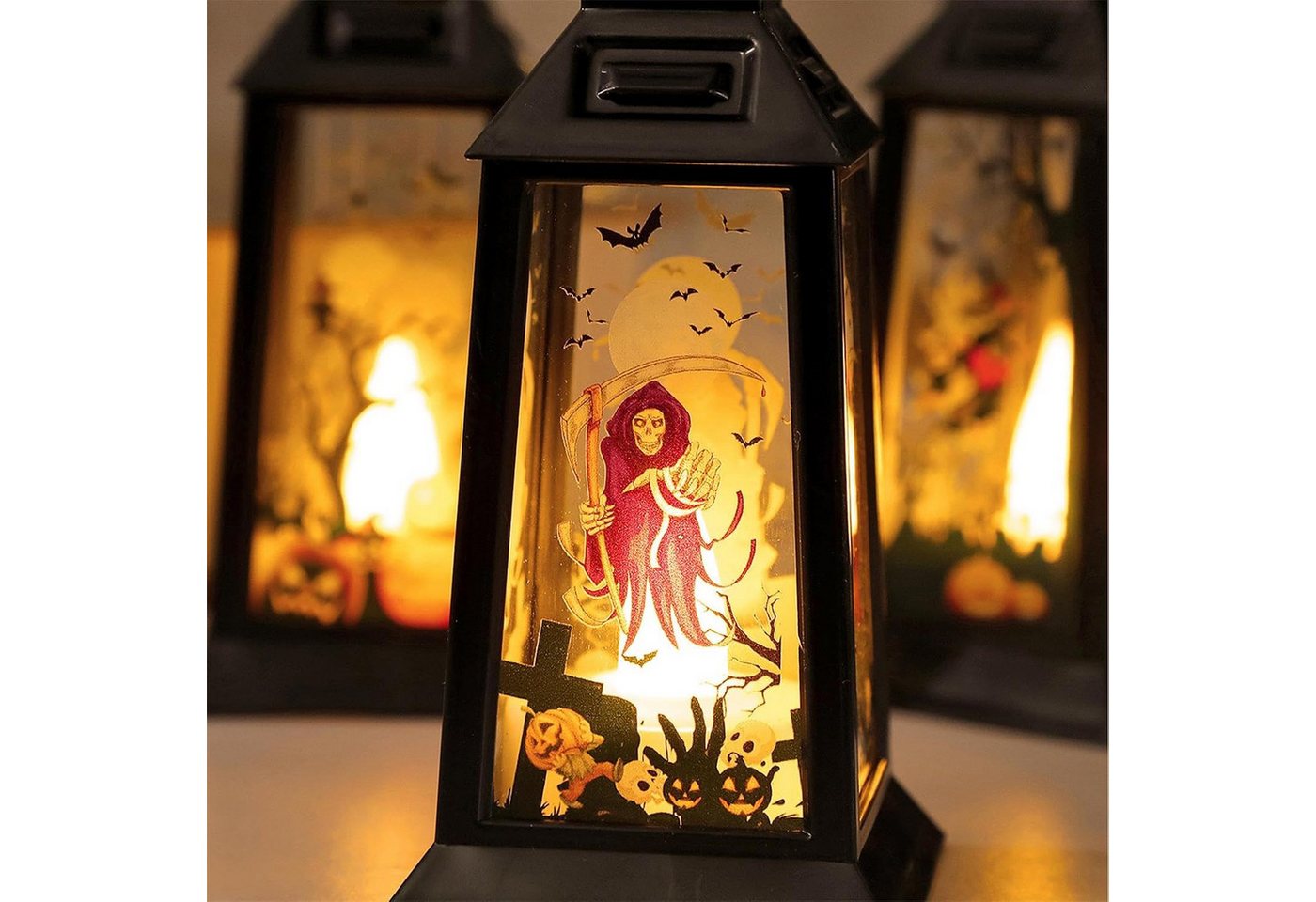Bomiclss LED Laterne 3 Stück Halloween Deko Kürbis Laterne, Halloween Herbstdeko Bild 4