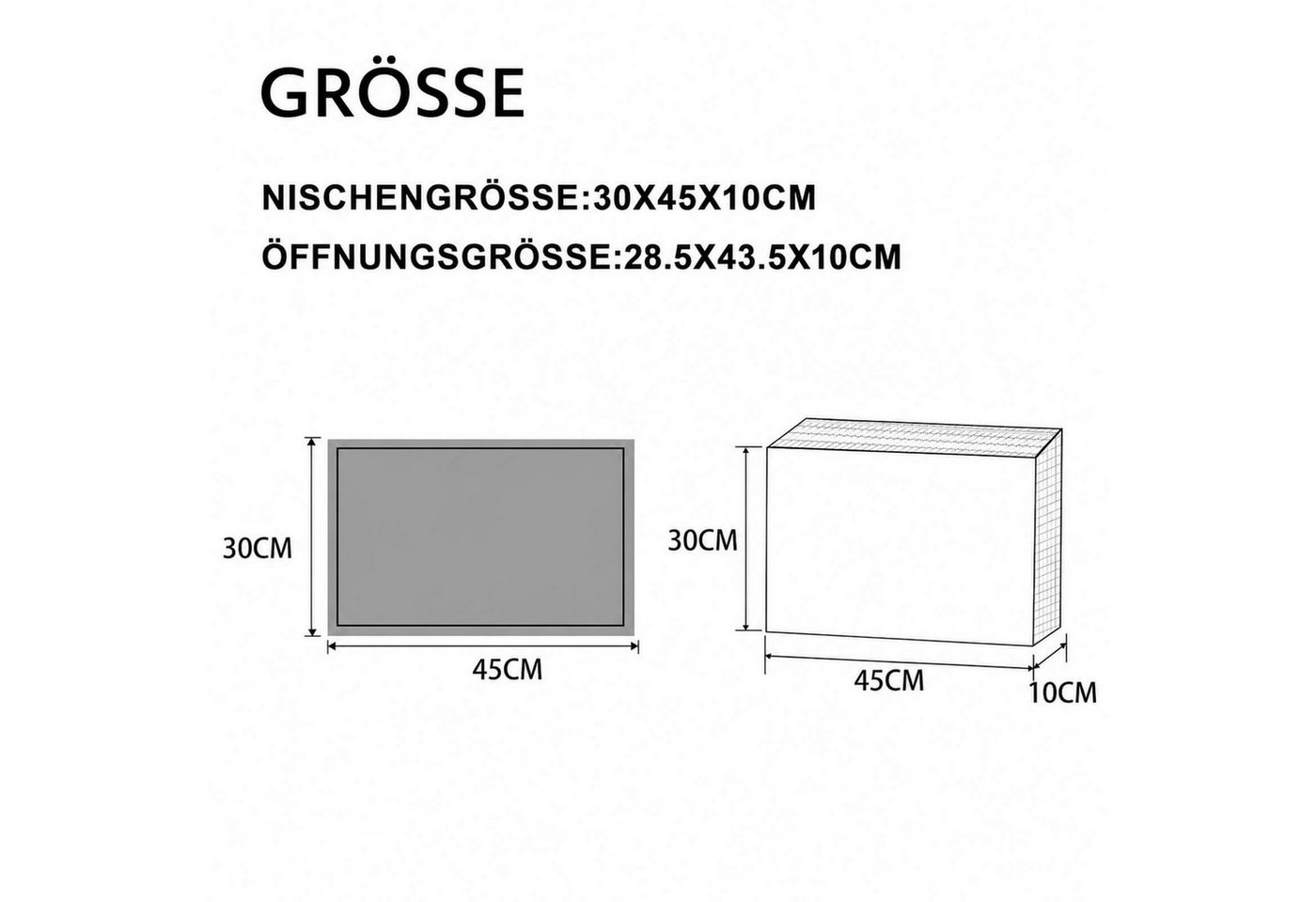 SaniteModar Duschwand Wandnische Dusche aus Edelstahl, Duschnische Einzelregal zur Lagerung, 304 Edelstahl, (1 tlg), Maße 30×45×10 CM, erhältlich in Schwarz, Grau und Nickelfarbe Bild 2