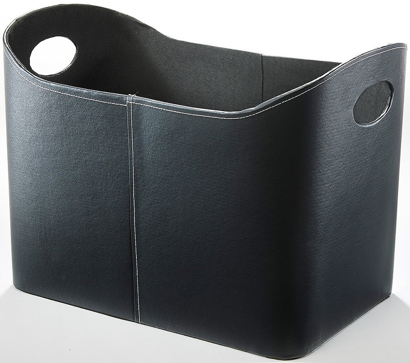 Kobolo Kaminholzkorb Holztrage in schwarz aus Kunstleder (ohne Deckel)