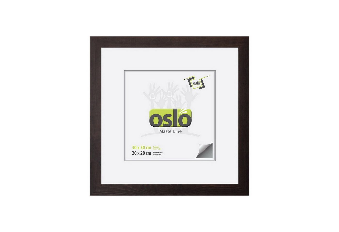 Oslo MasterLine Einzelrahmen Bilderrahmen Holz 30x30 oder 40x40 quadratisch FSC mit Glasscheibe, 30 x 30 cm dunkelbraun Bild 4