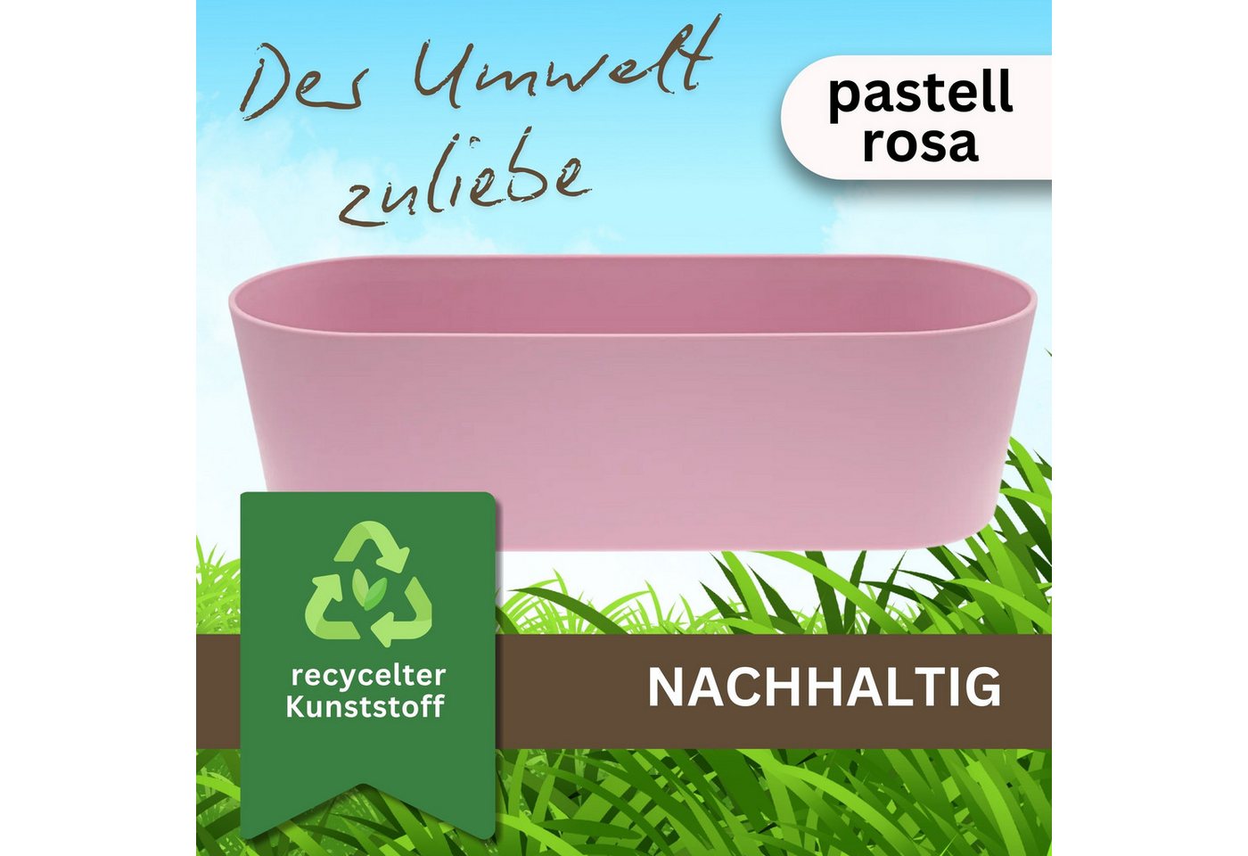 LENI Jardiniere Blumentopf länglich Pflanzkasten 36 cm lang Kräuter & Zimmerpflanzen (Komplettes Starter Set Selbstbewässerungstopf, mit 3 x Kulturtopf, 1 x Wasserstandsanzeiger, 5l Pflanzton), Übertopf ohne Loch für Hydrokultur & Erde, perfekt als Kräuter-Topf Bild 3