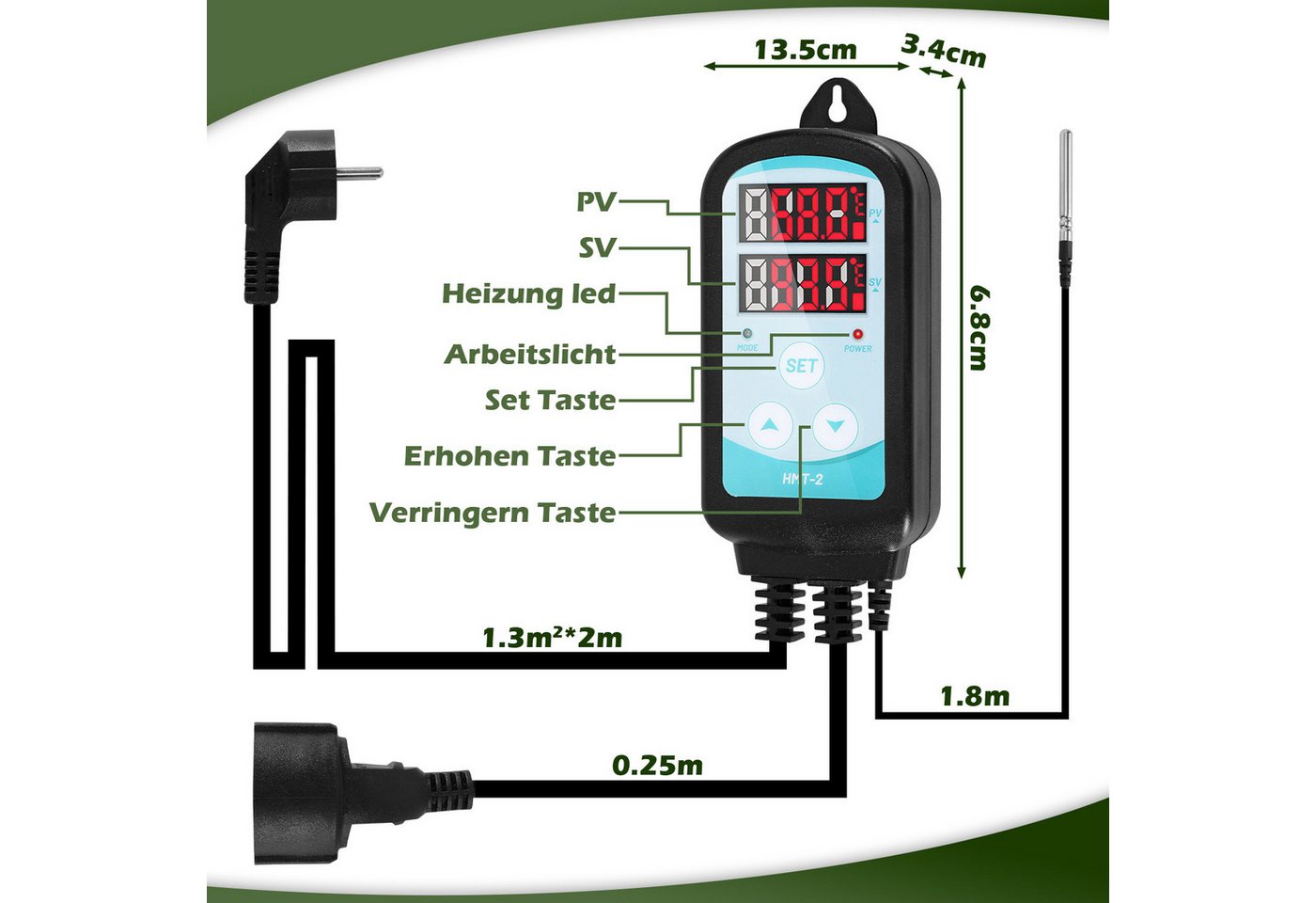 Clanmacy Heizgerät Gewächshausheizung mit Temperaturregler Elektrische Stabheizung 60W, 60 W Bild 5