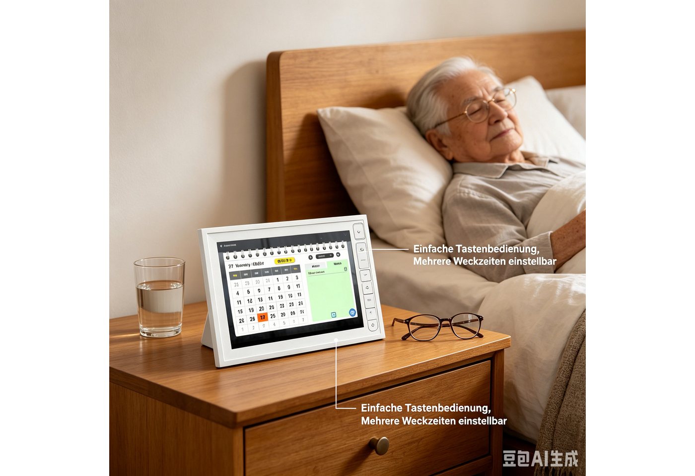 ibettertec Bilderrahmen 10,1 Zoll Digitaler Bilderrahmen Kalenderuhr mit Wetterstation, (Wandmontage & Tischaufstellung), Tages- und Monatskalender, Digitaler Bilderrahmen, 18 Sprachen, Foto- & Videowiedergabe per USB oder Speicherkarte Bild 4
