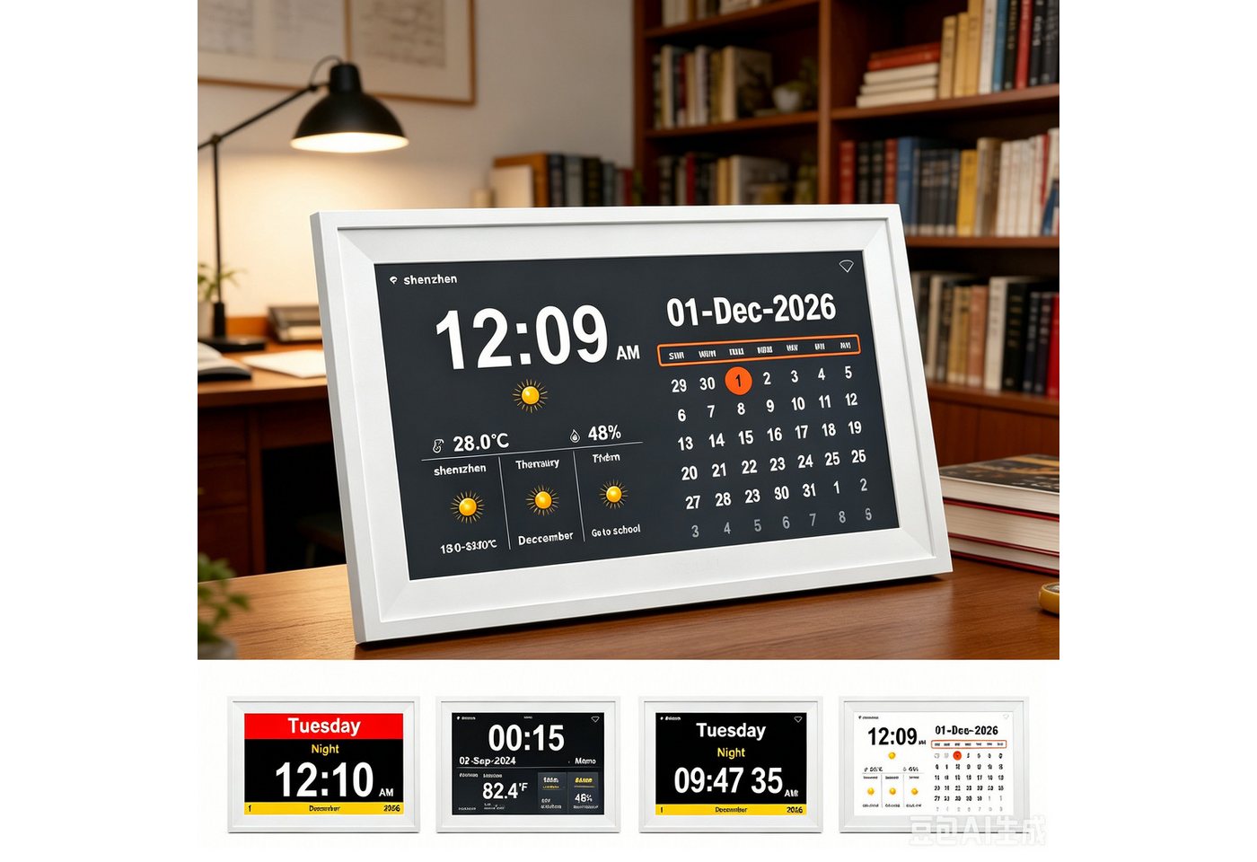 ibettertec Bilderrahmen 10,1 Zoll Digitaler Bilderrahmen Kalenderuhr mit Wetterstation, (Wandmontage & Tischaufstellung), Tages- und Monatskalender, Digitaler Bilderrahmen, 18 Sprachen, Foto- & Videowiedergabe per USB oder Speicherkarte Bild 5