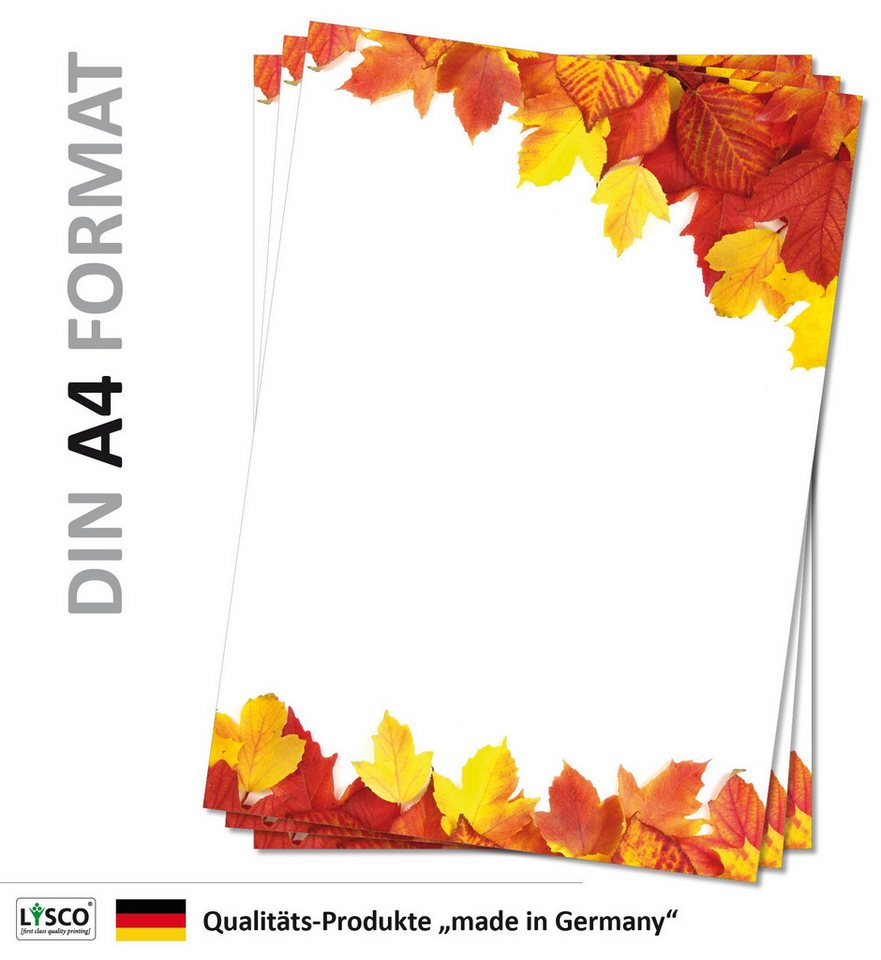 LYSCO Briefpapier Motivpapier Laubfall Blätter Blatt Herbst DIN A4 gut beschreibbar, herbstliches Flair, für alle Drucker geeigent. Bild 3