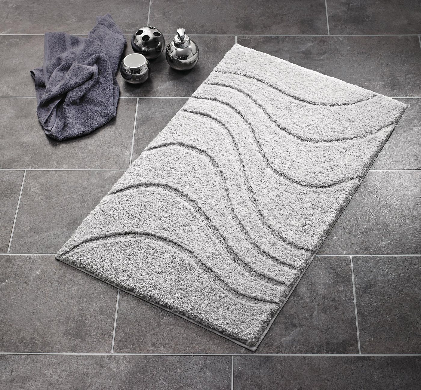 Ridder Badematte La Ola weiß, Höhe 55 mm, 100% Polyester-Microfaser Bild 2