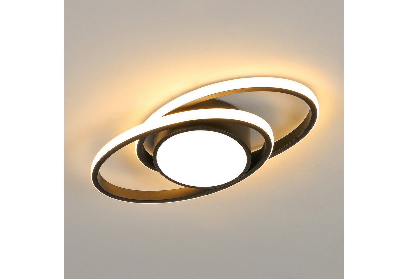 Riserva LED Deckenleuchte LED Deckenleuchte Oval Schwarz 39W Warmweiß 3000K Modern 220V Bild 2
