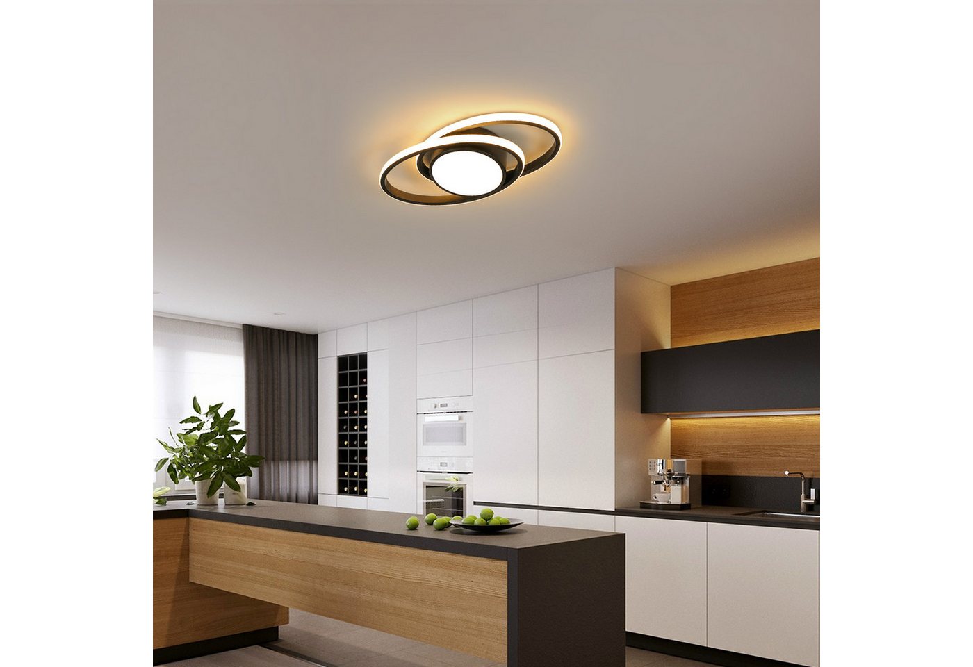 Riserva LED Deckenleuchte LED Deckenleuchte Oval Schwarz 39W Warmweiß 3000K Modern 220V Bild 3